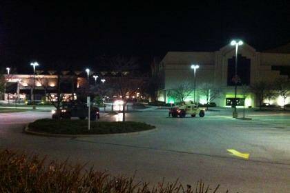 The Galleria shopping centre in Clayton, Missouri, is patrolled by military Humvees. Photo: Daniel Fallon