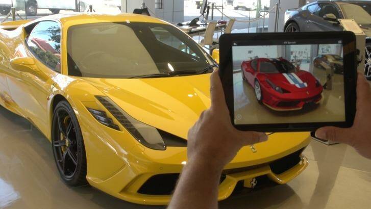 Ferrari allows prospective buyers to view a car in different colours using a smartphone. Photo: Jessica Sier