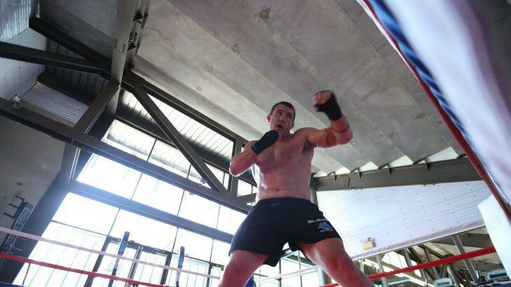 Paul Gallen sparring. Photo: Anthony Johnson
