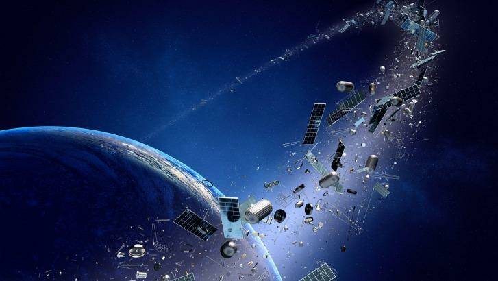 An artist's impression of space junk orbiting the Earth. <i>Illustration: Johan Swanepoel</i>