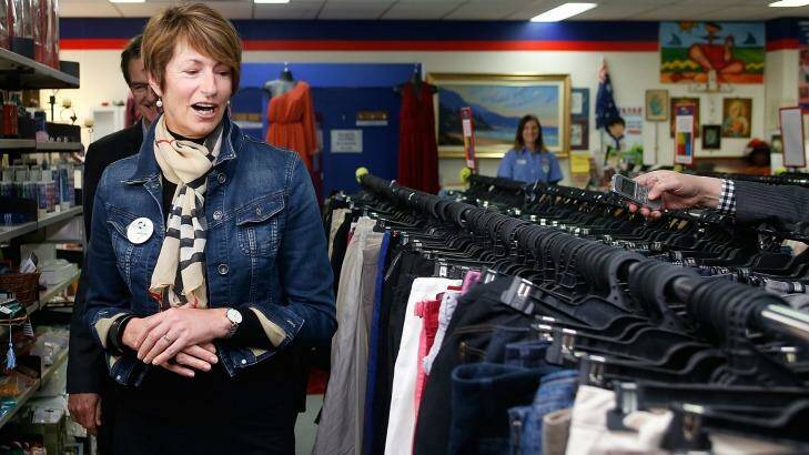 Second-hand rose: Margie Abbott in the Salvation Army store in Manly after launching National Op Shop Week on Saturday. Photo: Daniel Munoz/Getty Images