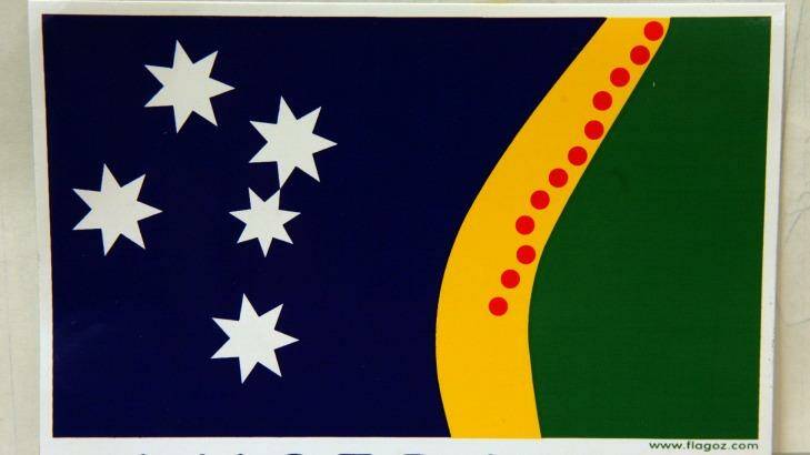 'This design has flair': Fred Rieben has distributed 80,000 stickers depicting his alternative flag. Photo: Robert Peet