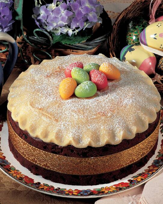 Simnel cake <a href="http://www.goodfood.com.au/good-food/cook/recipe/simnel-cake-20131101-2wqg7.html?aggregate=513278"><b>(recipe here).</b></a> Photo: Supplied