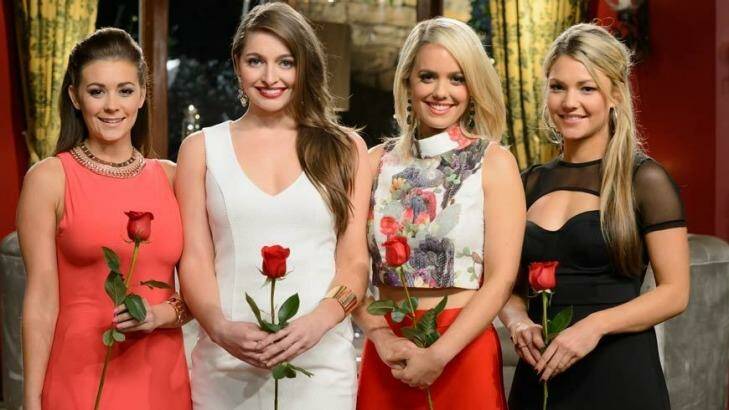 Lucky ladies ... rose winners, from left, Lisa, Jessica, Louise and Sam. Photo: Network Ten