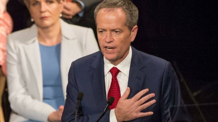 Opposition Leader Bill Shorten gestures during the Australian Labor Party 2016 federal election campaign launch. Photo: Wolter Peeters