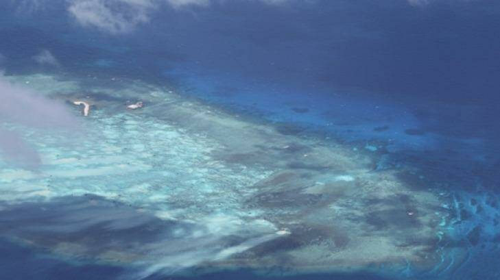Burgos Reef, May 2014. Notable is the presence of a small structure on the islet.  Photo: Supplied