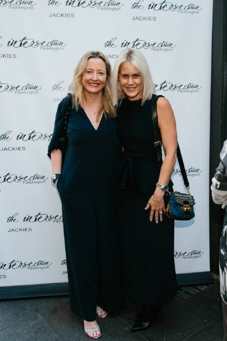 Social Seen: Prue Fisher (R), the wife of the late Angus Hawley, and a friend at the Australian Fashion Walk of Style plaque unveiling at Jackie??????s Caf???? in The Intersection Paddington on Wednesday, November 15, 2017.