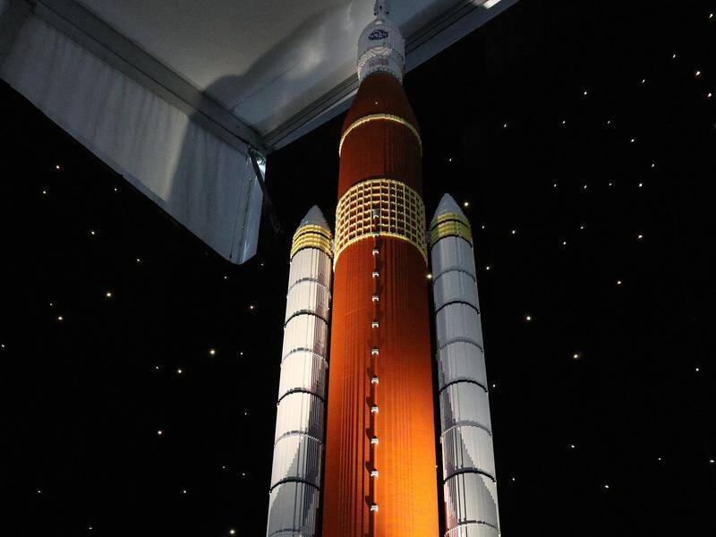 A NASA SLS rocket, the tallest LEGO model in the Southern Hemisphere, has touched down in Melbourne.