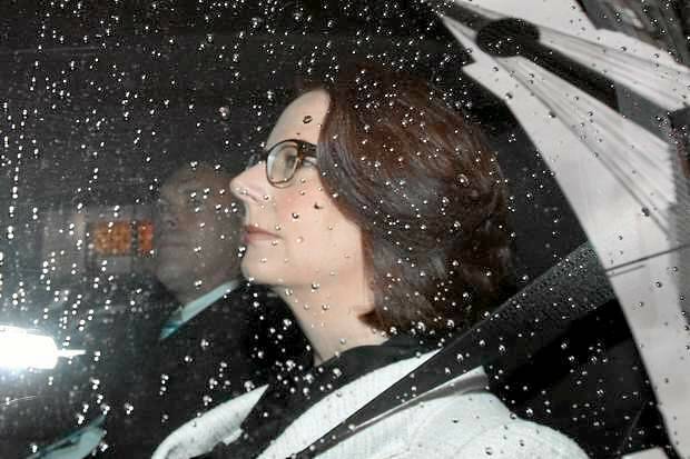 Former Prime Minister Julia Gillard  appears  at the Royal Commission
into union corruption. Photo: Peter Rae