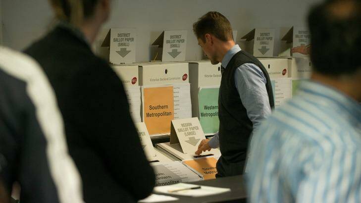 Voters at an Early Voting Centre ahead of the Victorian state election on November 25. Photo: Jesse Marlow