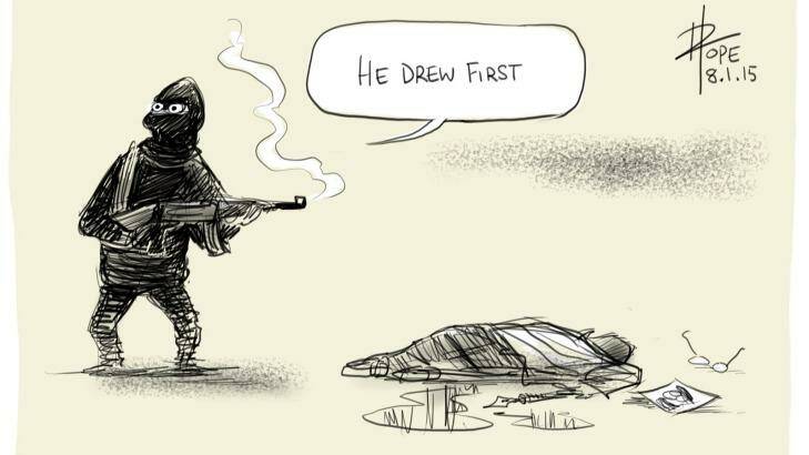 David Pope cartoon on shootings at French newspaper Charlie Hebro. Photo: David Pope