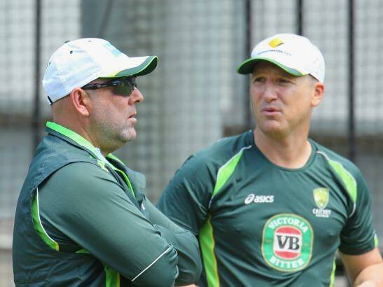 Tough call: Australian cricket coach Darren Lehmann (left) with wicketkeeper Brad Haddin. Photo: Scott Barbour