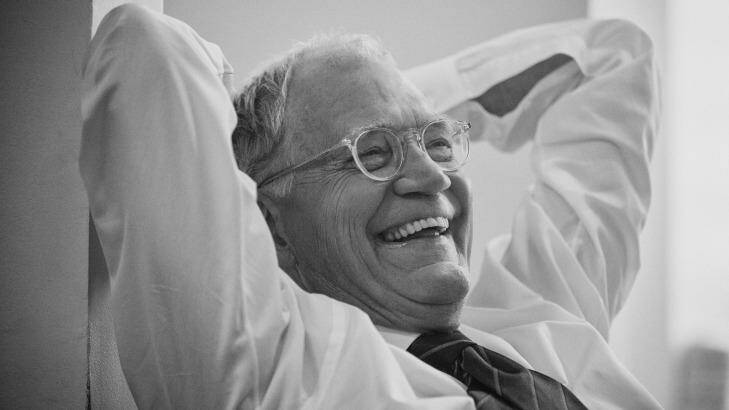 David Letterman relaxes before taping <i>The Late Show</i>.