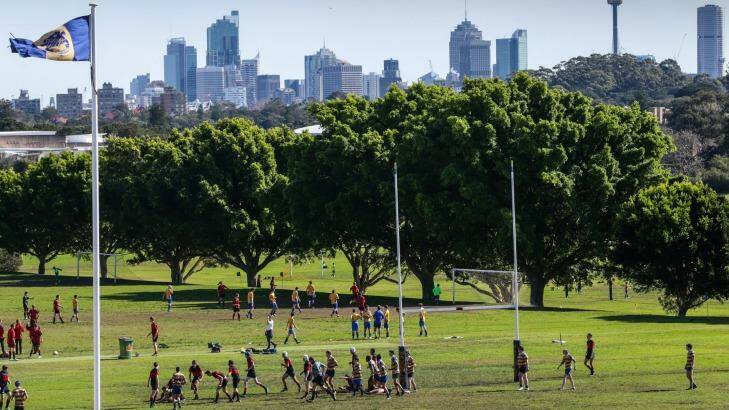 Waverley College plays rugby on its home ground in Queens Park. Photo: Dallas Kilponen