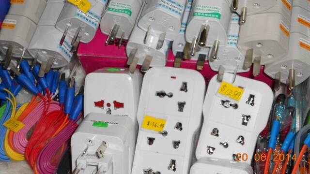Chargers seized from the stall in Campsie.