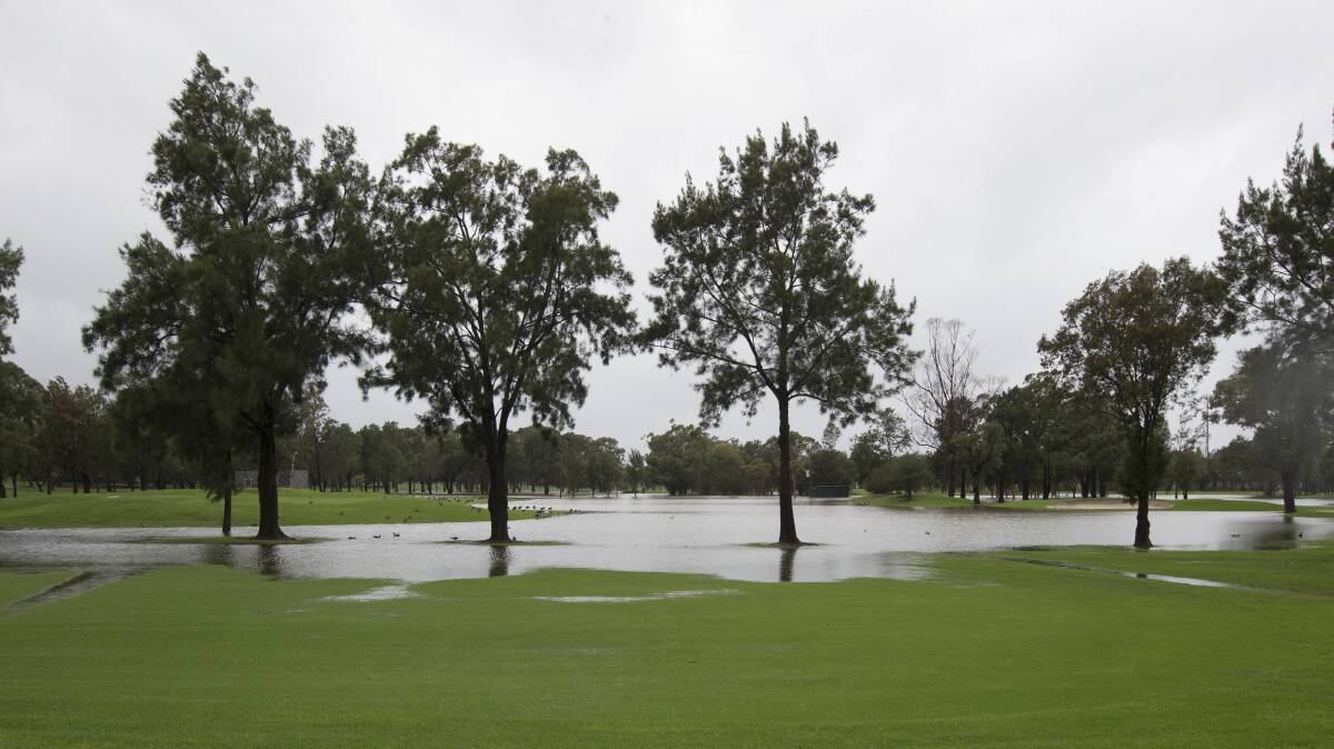 Water hazard: Richmond Golf Club after the storm. Photo: Geoff Jones.