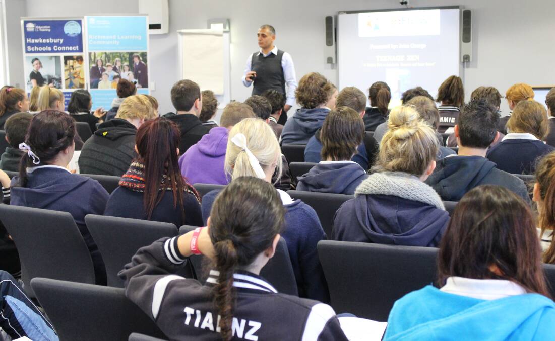 Study smarter: John George gives HSC tips to students at Richmond High.
