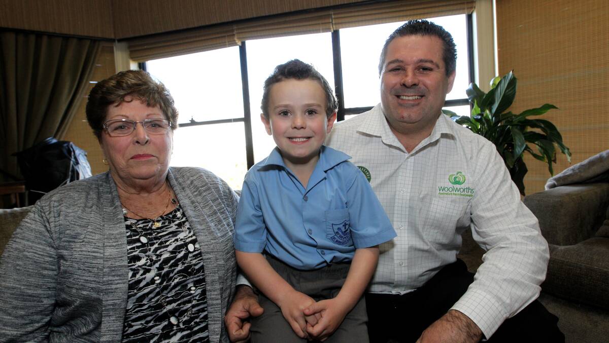 Rob Carrat with his son 7 year old Jai and his mother Dot Carrat. Photo: Geoff Jones 