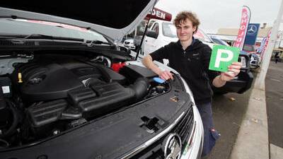 First-year apprentice technician and P-plate driver, Jack Doherty, will be able to drive turbos and V8s, such as this SSV V8 Commodore, under the new laws.Picture: Damian White
