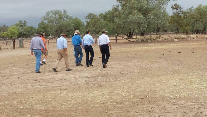 Prime Minister Tony Abbott and Agriculture Minister Barnaby Joyce in Bourke on Sunday. Pic: Grace Ryan