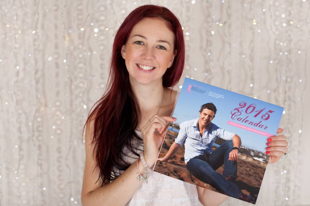 Rebecca Stein and the calendar she created for NBCF featuring Steve Peacock on the cover. 