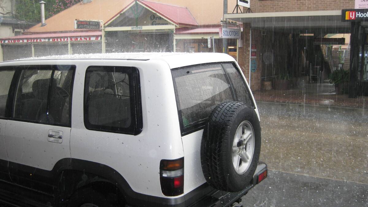 A vehicle caught in hail in Richmond on December 5. Picture: Justine Doherty