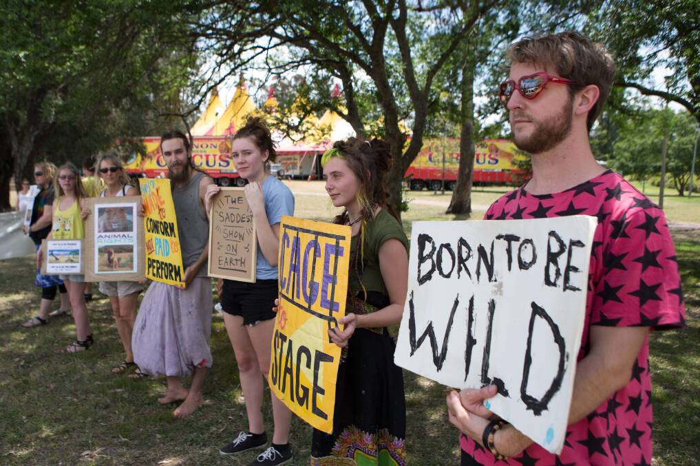 Animal Liberation protesters demonstrate outside Lennon Bros Circus Windsor in November last year. Picture: Geoff Jones