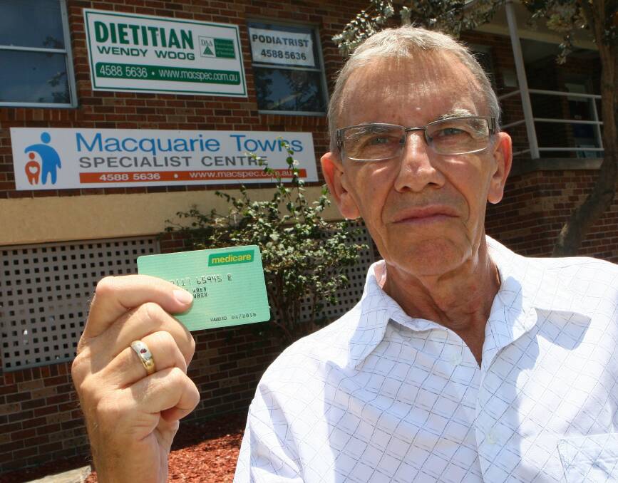 Inconvenient: Graham Wren in front of Macquarie Towns Specialist Centre. The centre is unable to process Medicare rebates and he was forced to go to Windsor, after the Richmond office closure. Picture: Gary Warrick
