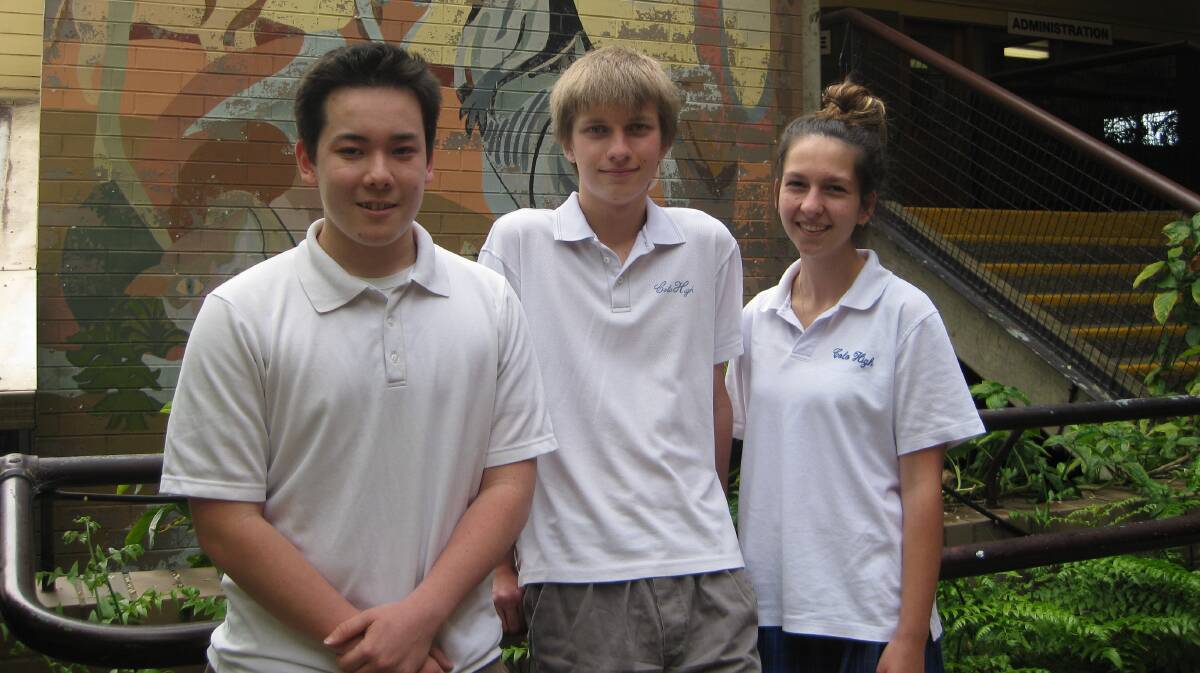 Pressure is on: Colo HSC students (l-r) Earl Carroll, Simon Koch and Rachel Bulyk after Monday’s exams.