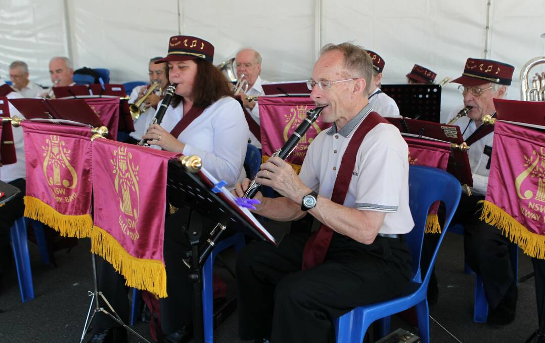The NSW Railway Band belt out tunes as part of the 150-year celebrations.