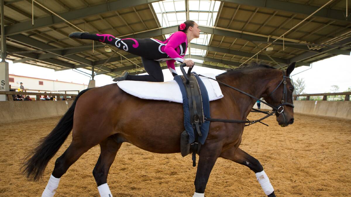 Horse vaulting was on display at the Richmond TAFE Open Day. Picture: Geoff Jones