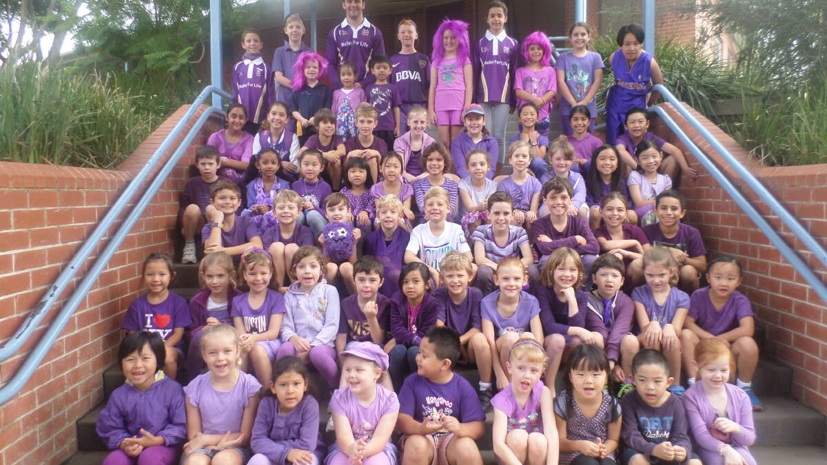 Seeing purple: Castle Hill Public School had a purple mufti day for Hills Relay for Life.