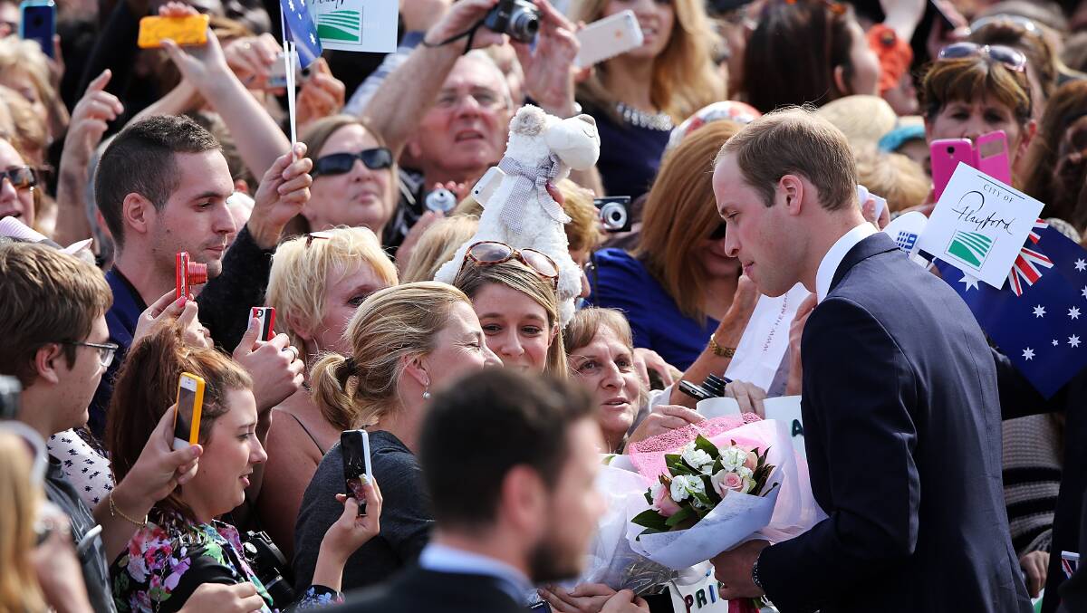 Prince William, Duke of Cambridge meets spectators at the Playford Civic Centre. Photo: Getty Images