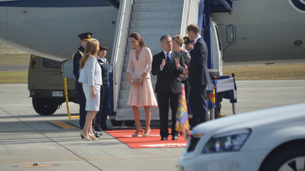 The Duke and Duchess of Cambridge arrive at the Edinburgh RAAF base. Photo: Joanne Fosdike