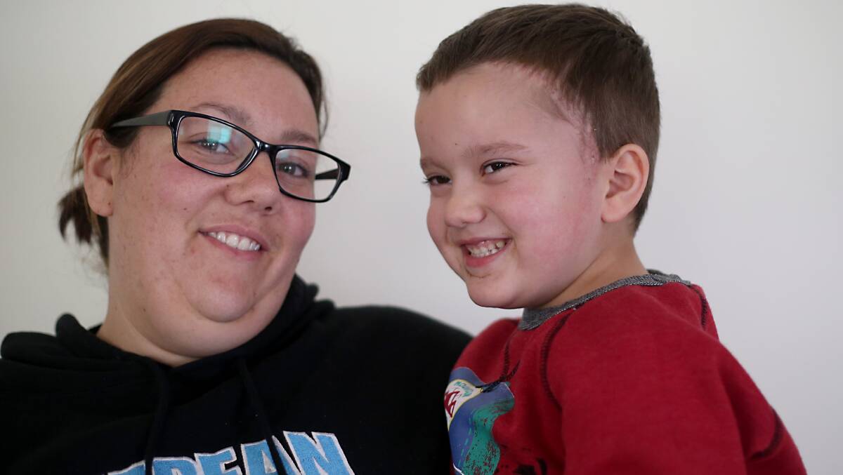 Londonderry mother Alison Douglas with her five-year-old son Levi.
Photo: Geoff Jones