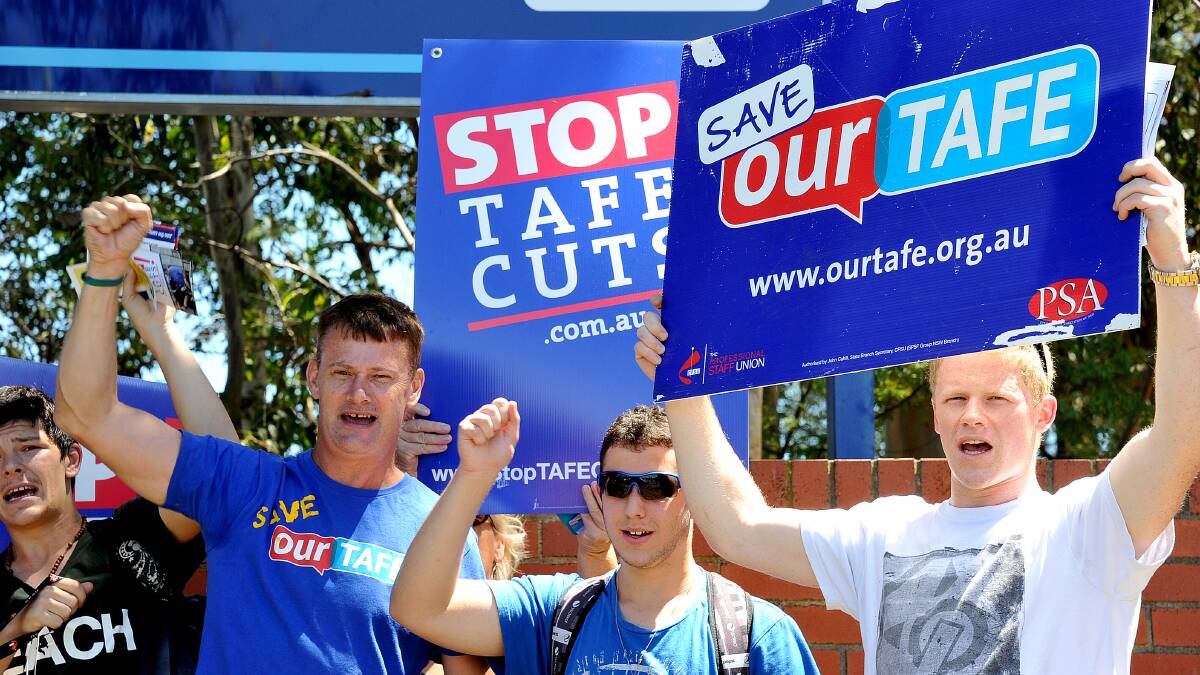 History of cuts:  A protest against course and funding cuts in 2014.  Picture: Kylie Pitt