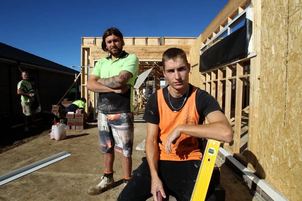 First-year apprentice Kyle Bartalis and third-year apprentice Billy Morris have lost government apprentice funding. Picture: Gene Ramirez