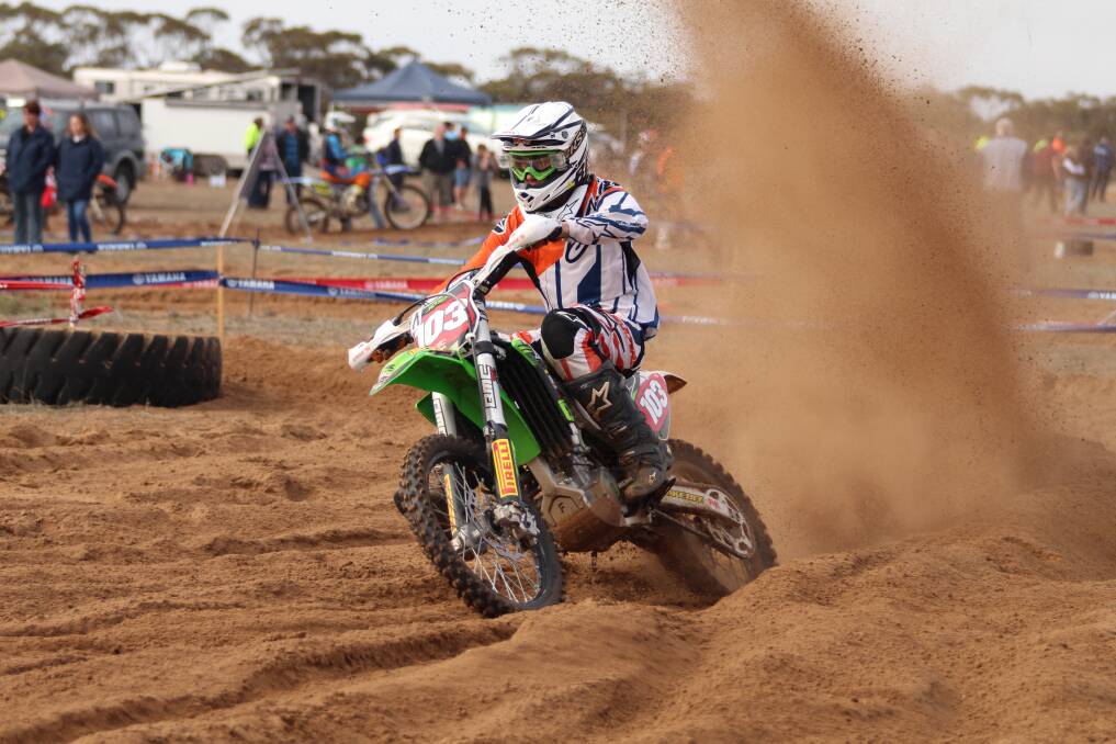 Josh Brierley flicks dirt up in the air with his bike while racing in the
Australian Off-Road Championship earlier this season. Picture: Rebecca Brierley