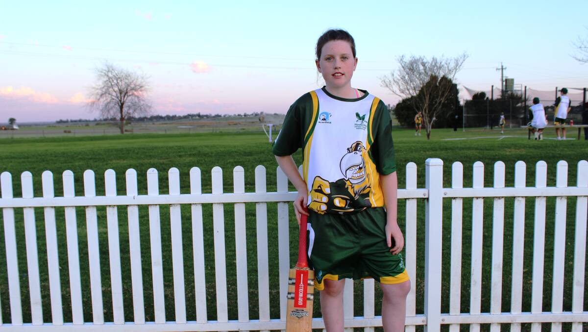 Hawkesbury cricketer Claire Moore was selected in the under-12s Hawkesbury Cricket Club team. She is the only girl in the team. Picture: Conor Hickey