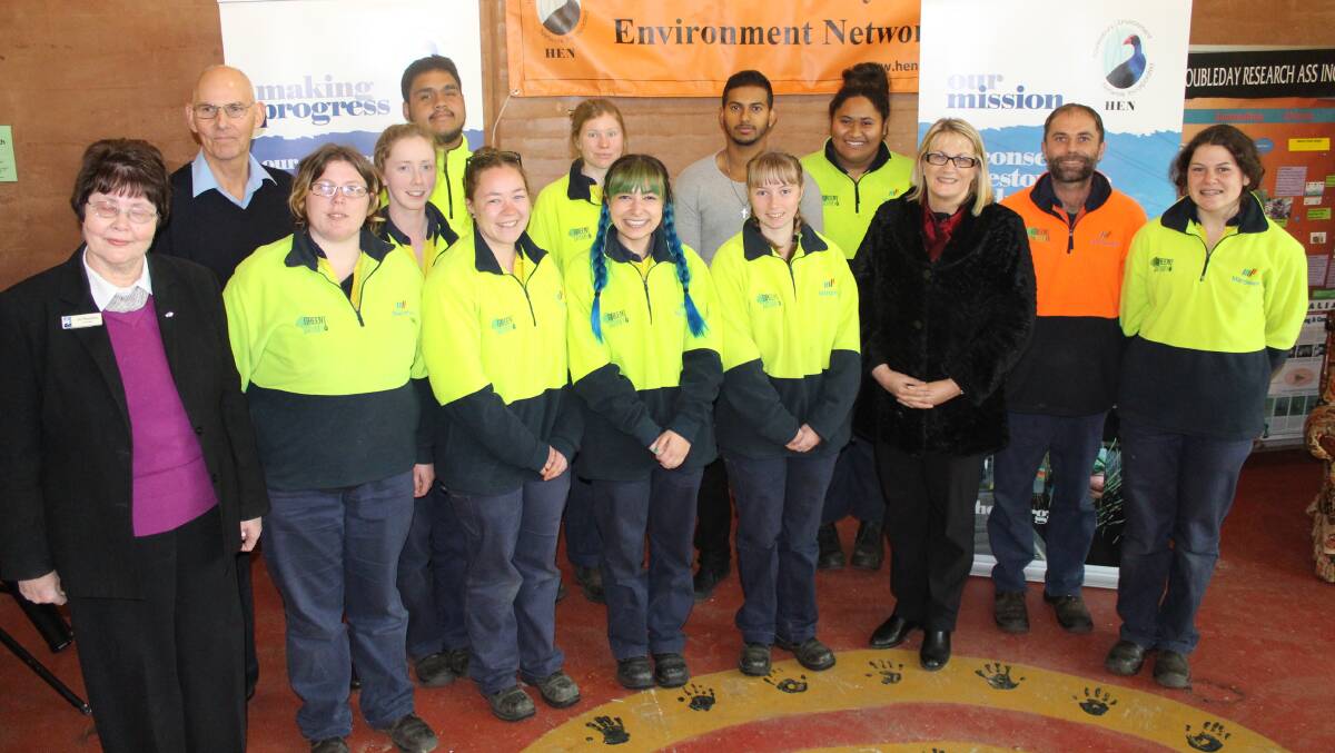 HEN representatives and Louise Markus with Green Army participants. Picture: Supplied