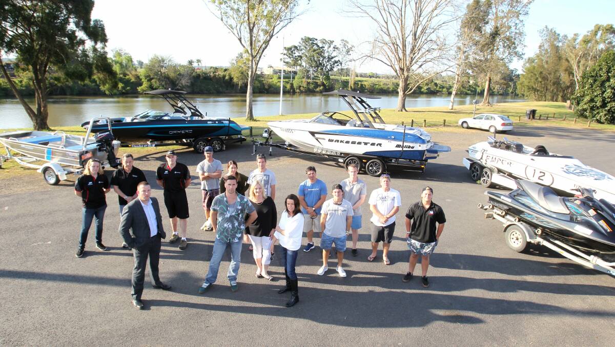 Wakeboard ban will not wash: Wakeboarders gather in Windsor to press their campaign against moves to ban their sport on the Hawkesbury River. Picture: Gene Ramirez
