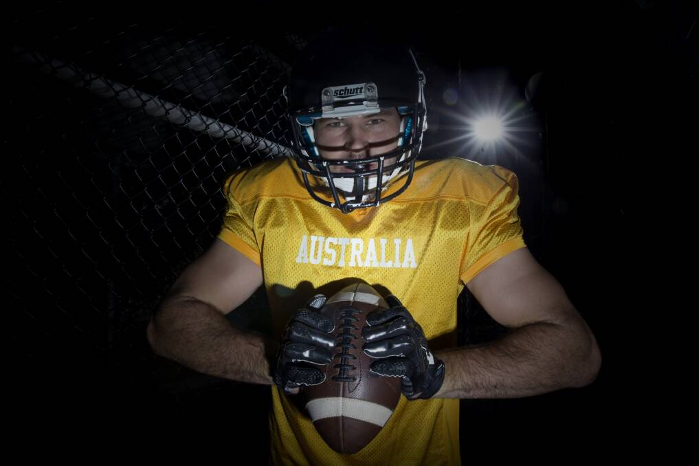 Grant McNaughton was selected to play tight end for the Australian gridiron team.
Picture: Geoff Jones