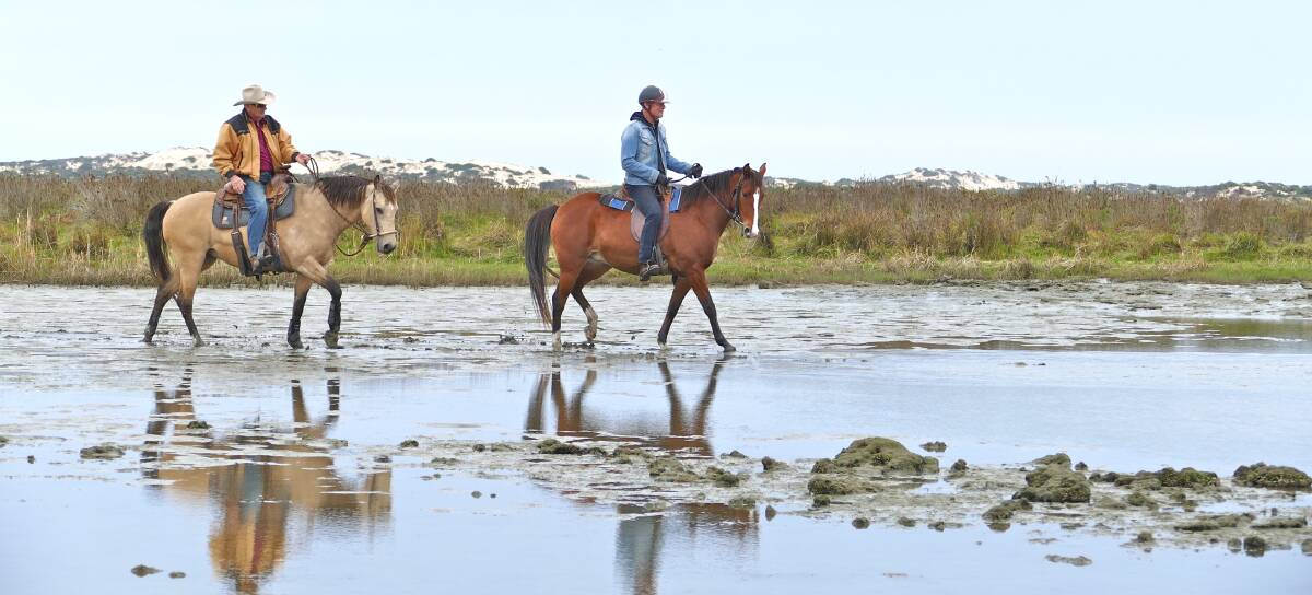 MOUTH OF THE MURRAY | On horseback on Mundoo in the Coorong.