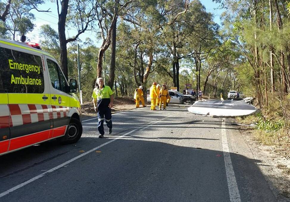 CHARGED: The scene of a crash on Old Northern Road at Maroota on Sunday. A man has since been charged for drink driving and drug possession. Picture: NSW Police