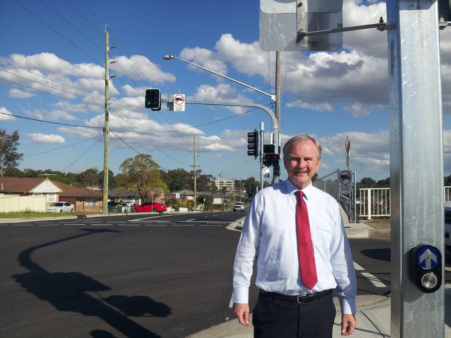 Member for Riverstone Kevin Conolly at the Westminster Street and Railway Terrace intersection in Schofields.