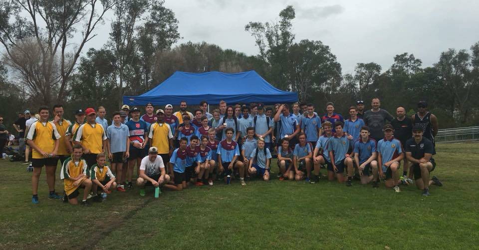 Student touch football teams from Windsor High School, Richmond High School, Colo High School and Hawkesbury High School at the annual Hawkesbury White Ribbon Cup Touch Football Competition. 