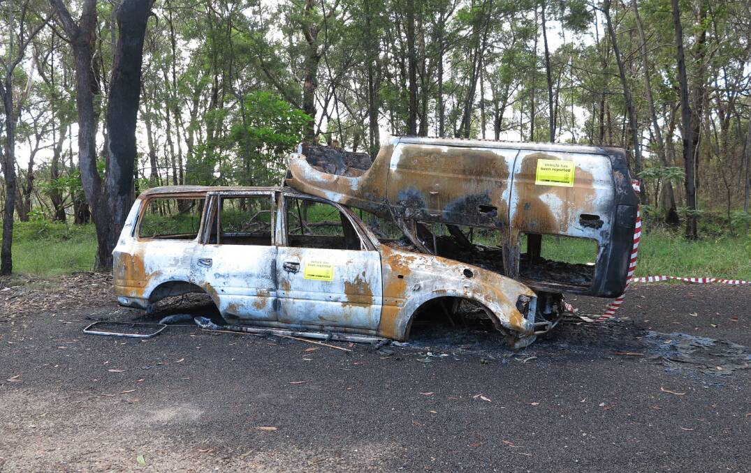 STRIPPED AND TORCHED: The burnt out cars at a truck stop on Bells Line of road. Pictures: Supplied.