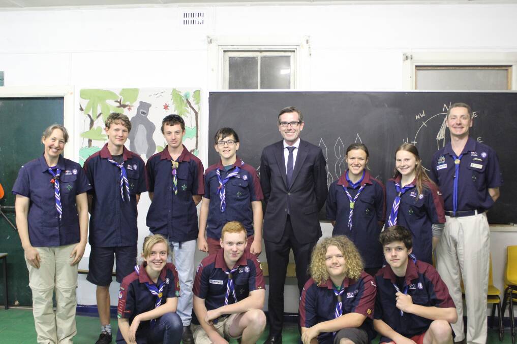Member for Hawkesbury Dominic Perrottet with the Glossodia Venturers.