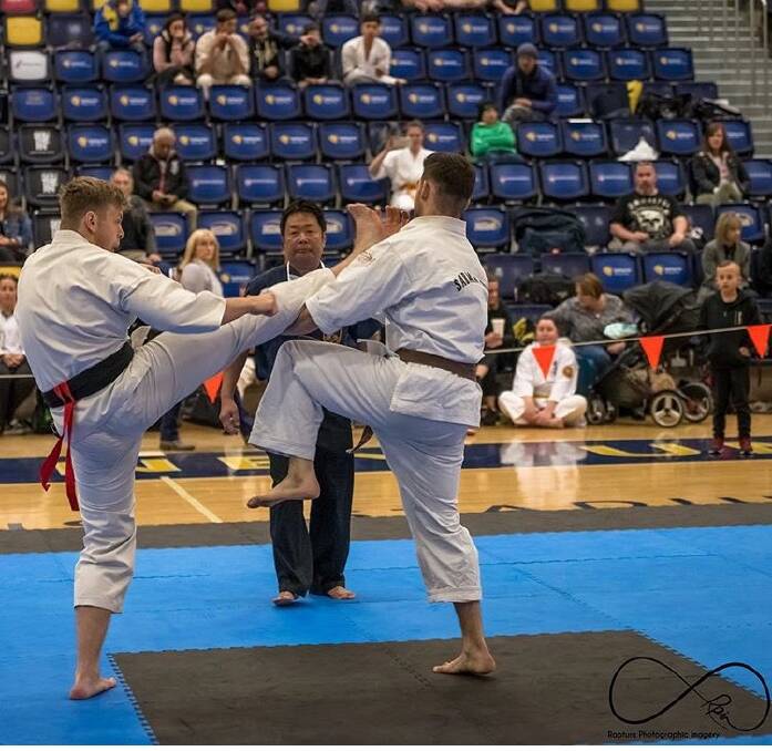 Local black belt Tim Smith, left, will head to Spain later this month for the European Kyokushin Karate Championships. Picture: Rapture Photographic Imagery 