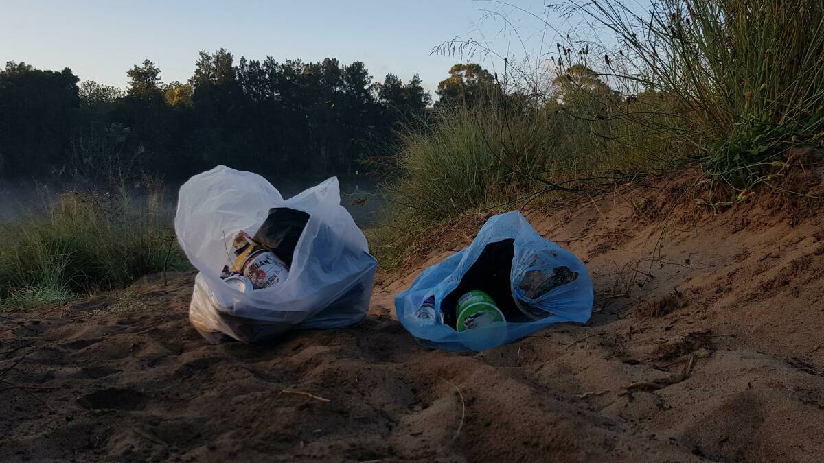 Darryl Willcox filled two bags up with rubbish he collected recently. Picture: Supplied
